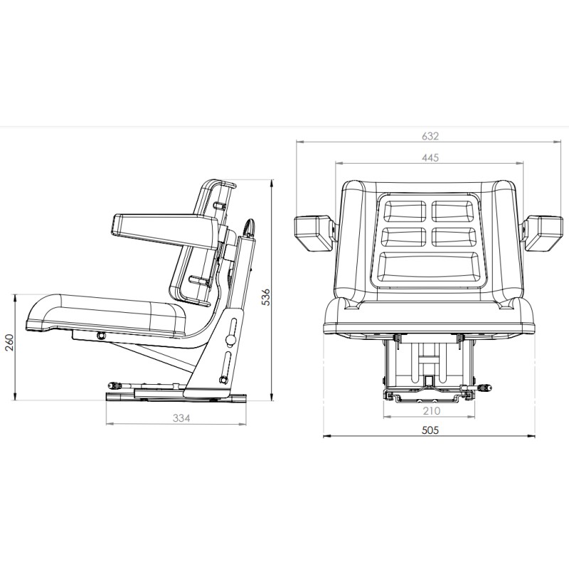 X80 BLACK - Scaun tractor universal  